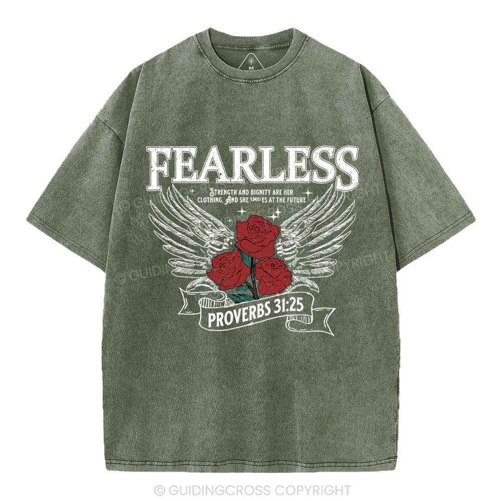 Fearless Srength And Dignity Are Her Clothing Christian Washed T-Shirt