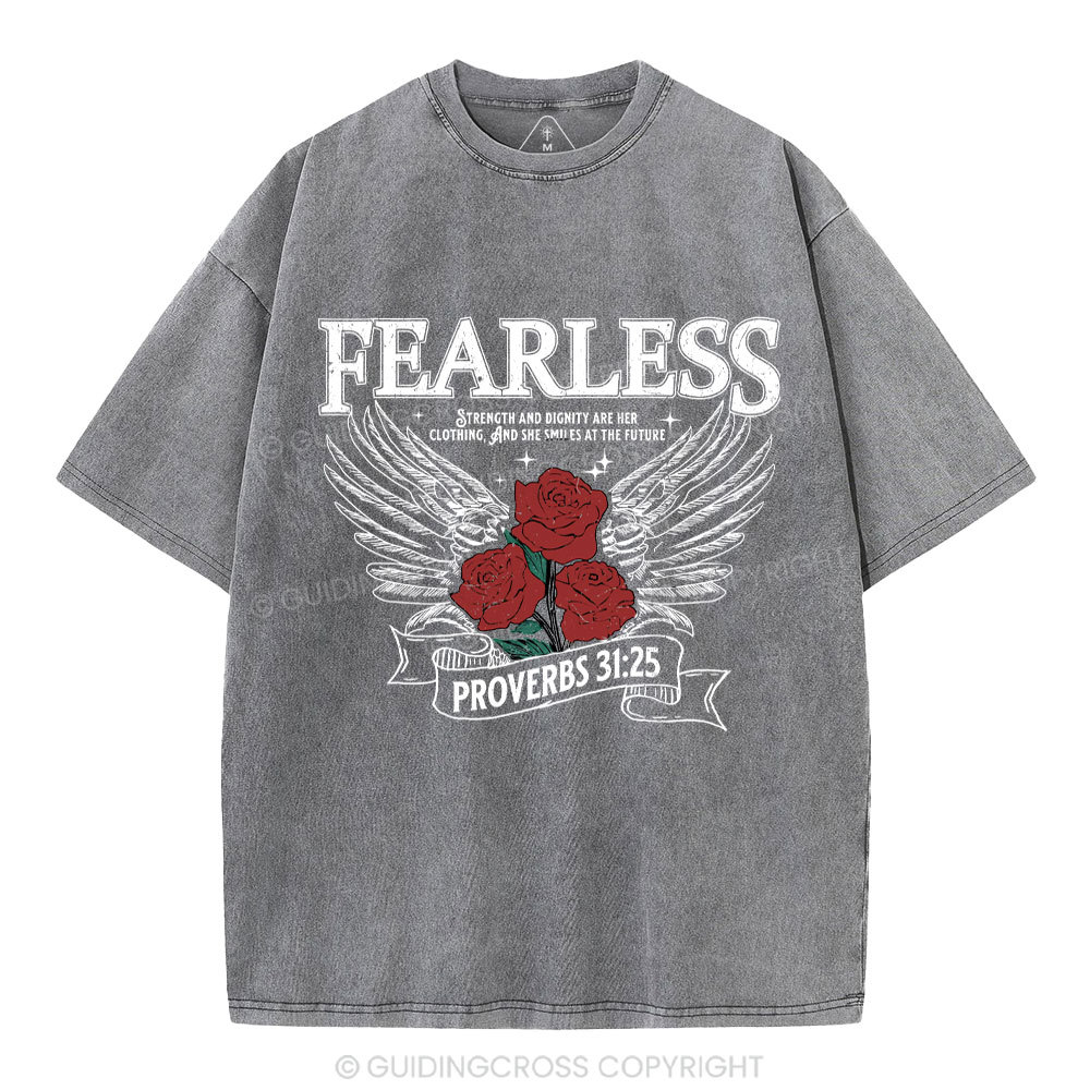 Fearless Srength And Dignity Are Her Clothing Christian Washed T-Shirt