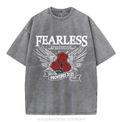 Fearless Srength And Dignity Are Her Clothing Christian Washed T-Shirt