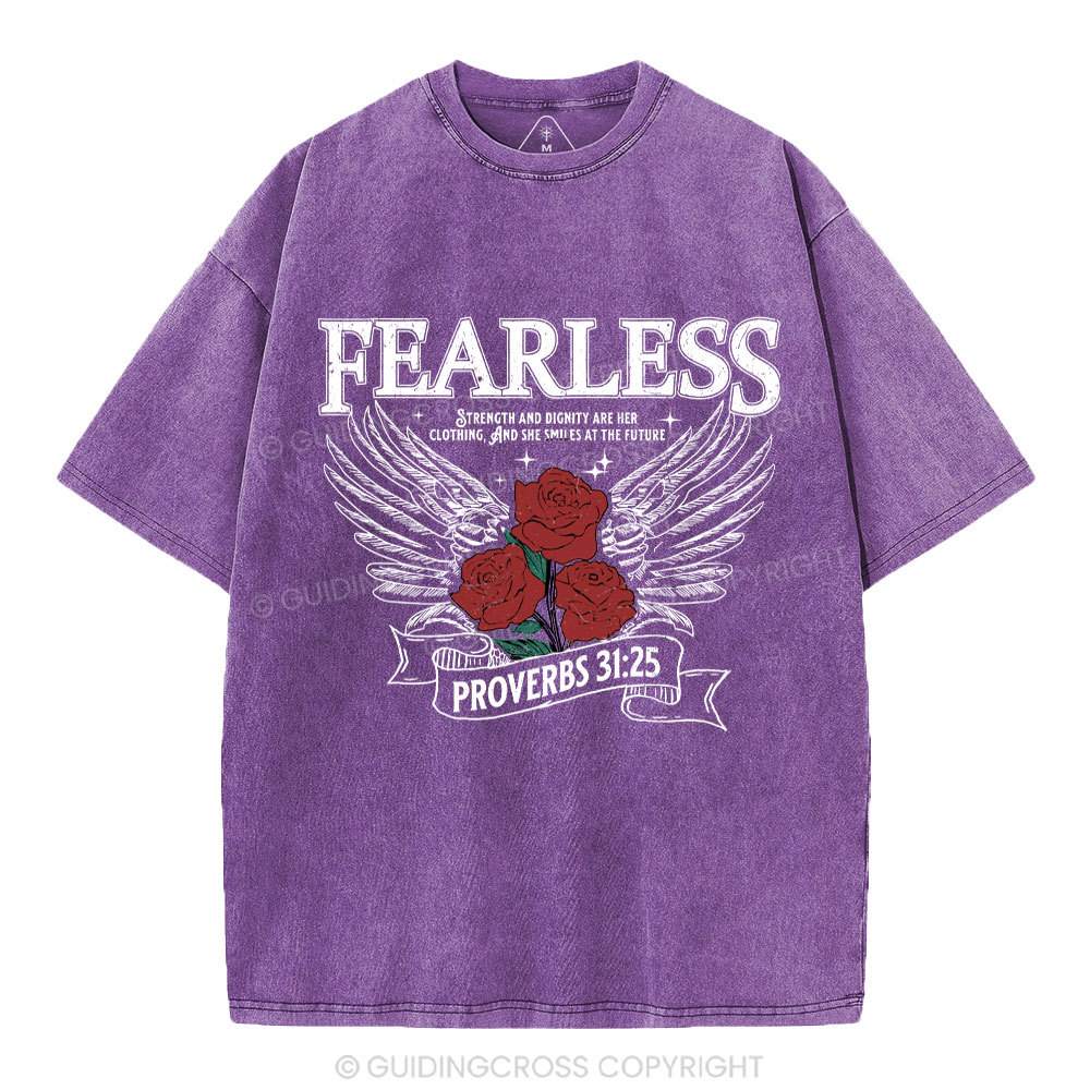 Fearless Srength And Dignity Are Her Clothing Christian Washed T-Shirt