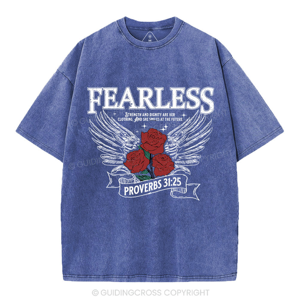 Fearless Srength And Dignity Are Her Clothing Christian Washed T-Shirt