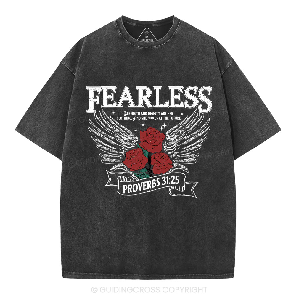 Fearless Srength And Dignity Are Her Clothing Christian Washed T-Shirt