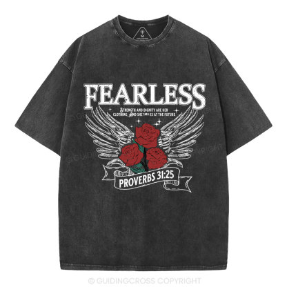 Fearless Srength And Dignity Are Her Clothing Christian Washed T-Shirt