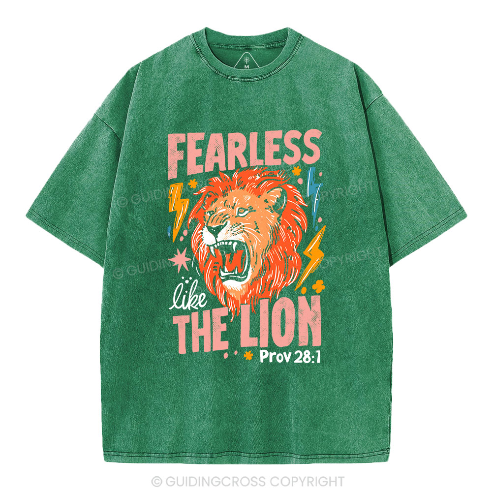 Fearless The Lion Christian Washed T-Shirt