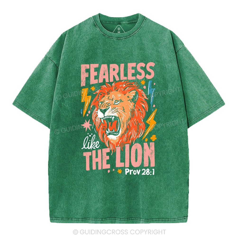 Fearless The Lion Christian Washed T-Shirt