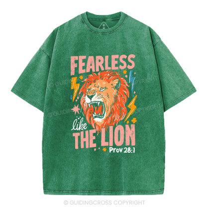 Fearless The Lion Christian Washed T-Shirt