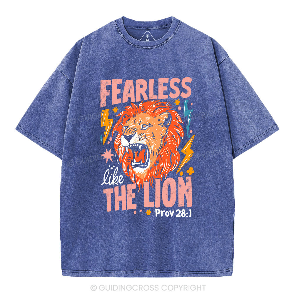 Fearless The Lion Christian Washed T-Shirt