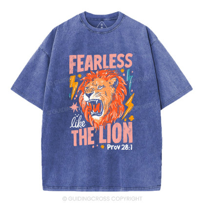 Fearless The Lion Christian Washed T-Shirt
