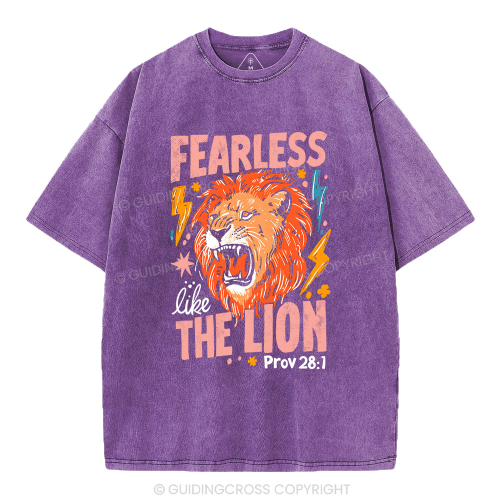Fearless The Lion Christian Washed T-Shirt