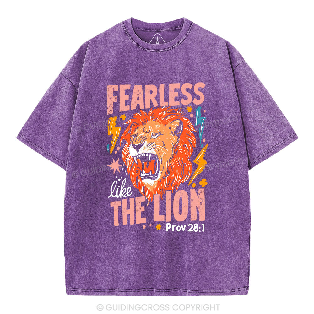 Fearless The Lion Christian Washed T-Shirt