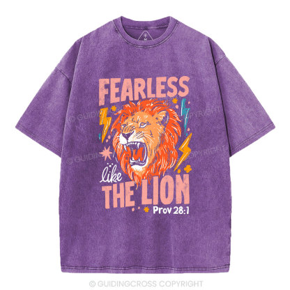 Fearless The Lion Christian Washed T-Shirt