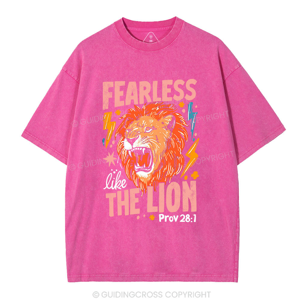 Fearless The Lion Christian Washed T-Shirt