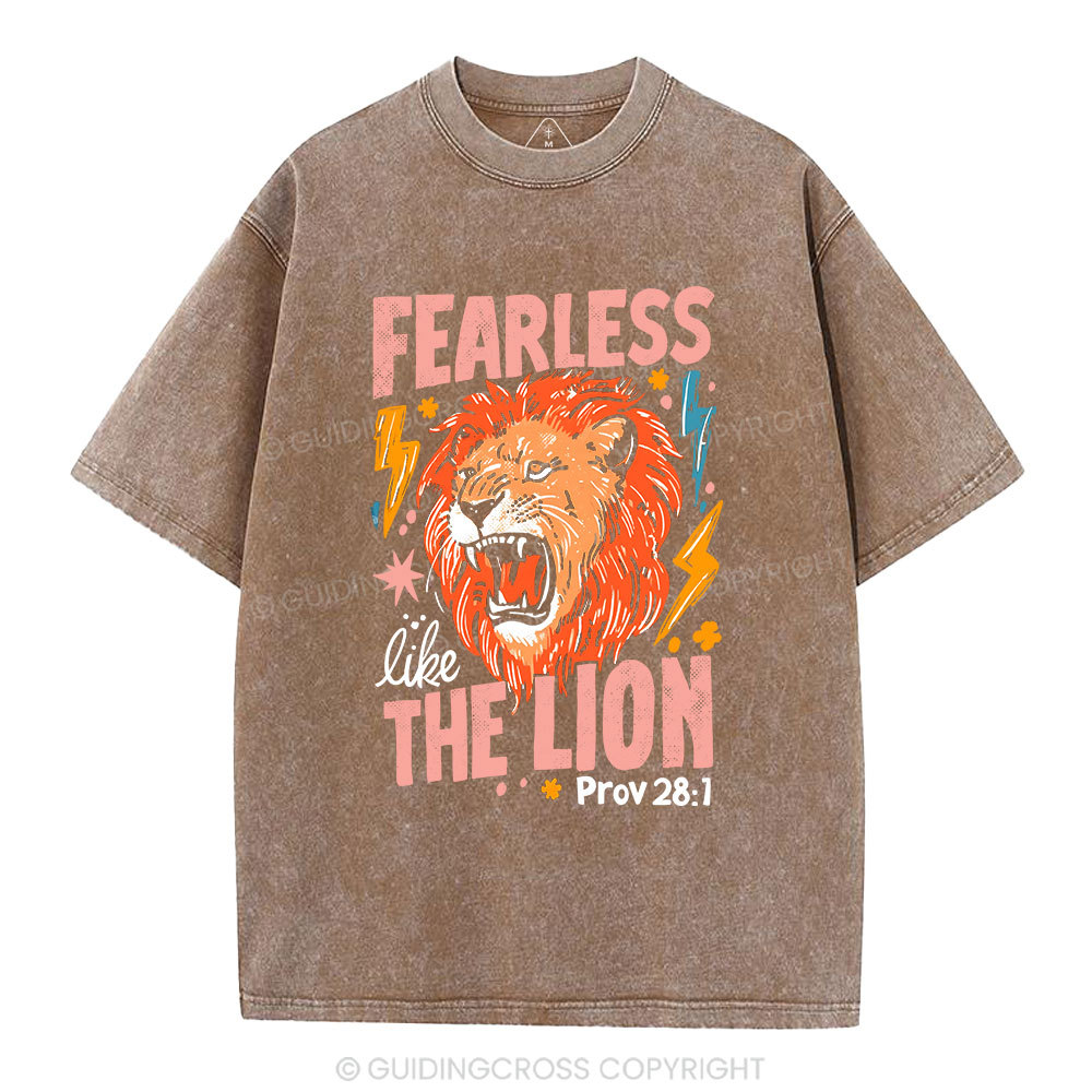 Fearless The Lion Christian Washed T-Shirt Sale - GuidingCross