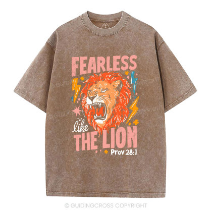 Fearless The Lion Christian Washed T-Shirt