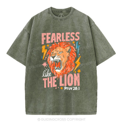 Fearless The Lion Christian Washed T-Shirt