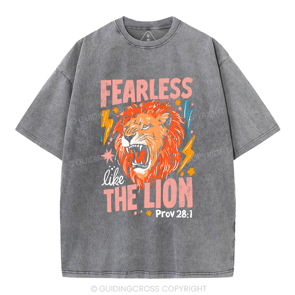 Fearless The Lion Christian Washed T-Shirt