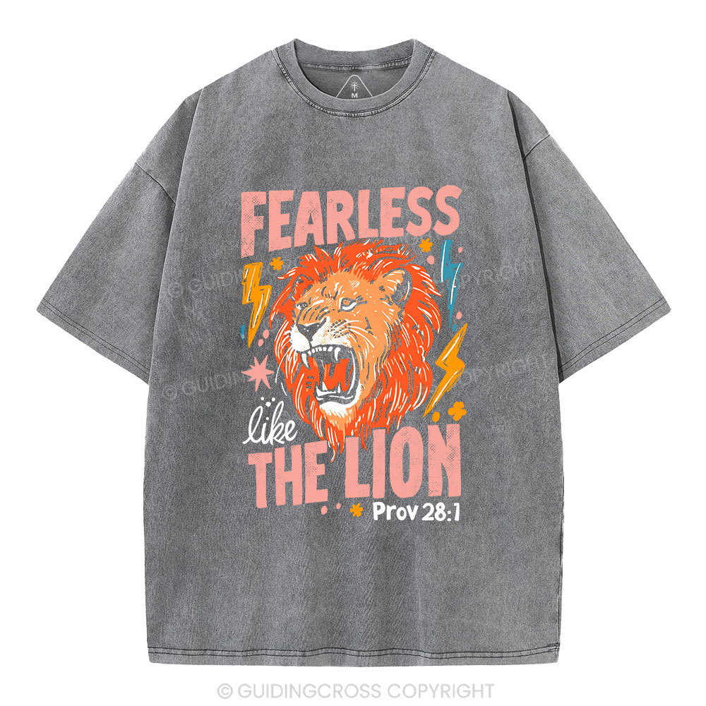 Fearless The Lion Christian Washed T-Shirt