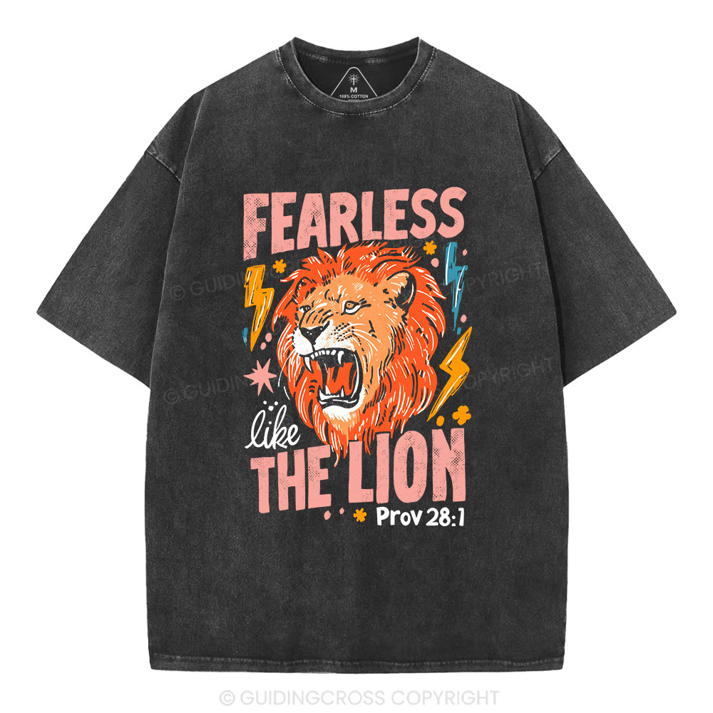 Fearless The Lion Christian Washed T-Shirt