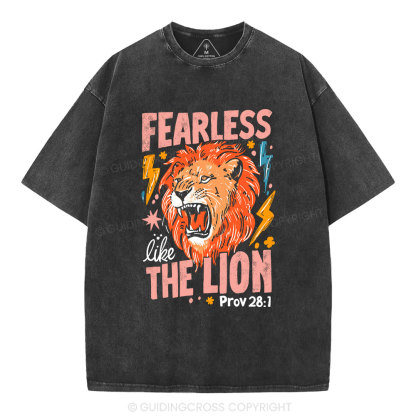 Fearless The Lion Christian Washed T-Shirt