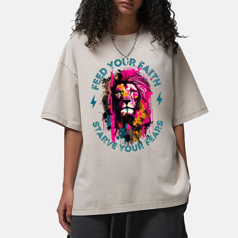 Feed Your Faith Starve Your Fears Christian Washed T-Shirt