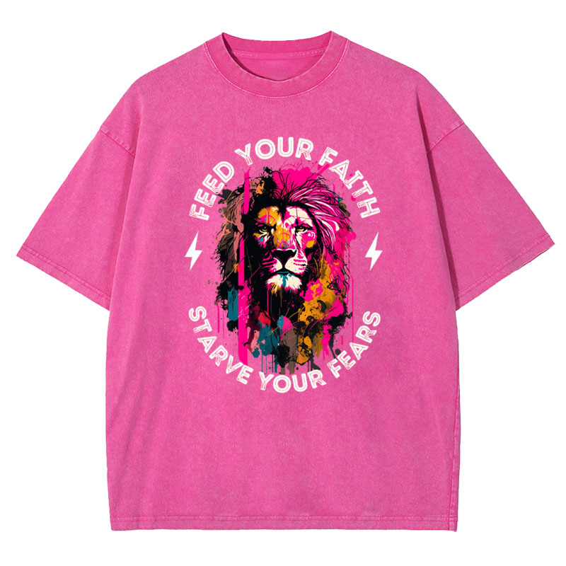 Feed Your Faith Starve Your Fears Christian Washed T-Shirt