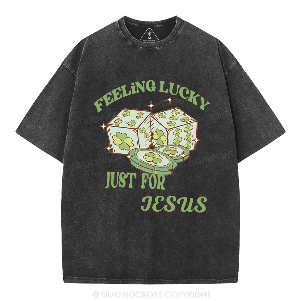 Feel lucky just for Jesus Christian Washed T-Shirt