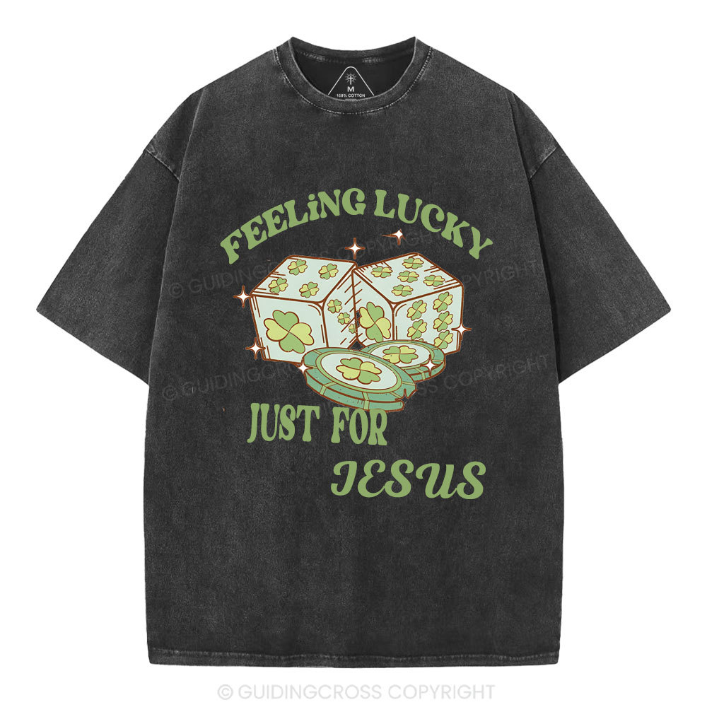 Feel lucky just for Jesus Christian Washed T-Shirt