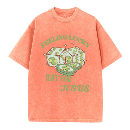 Feel lucky just for Jesus Christian Washed T-Shirt