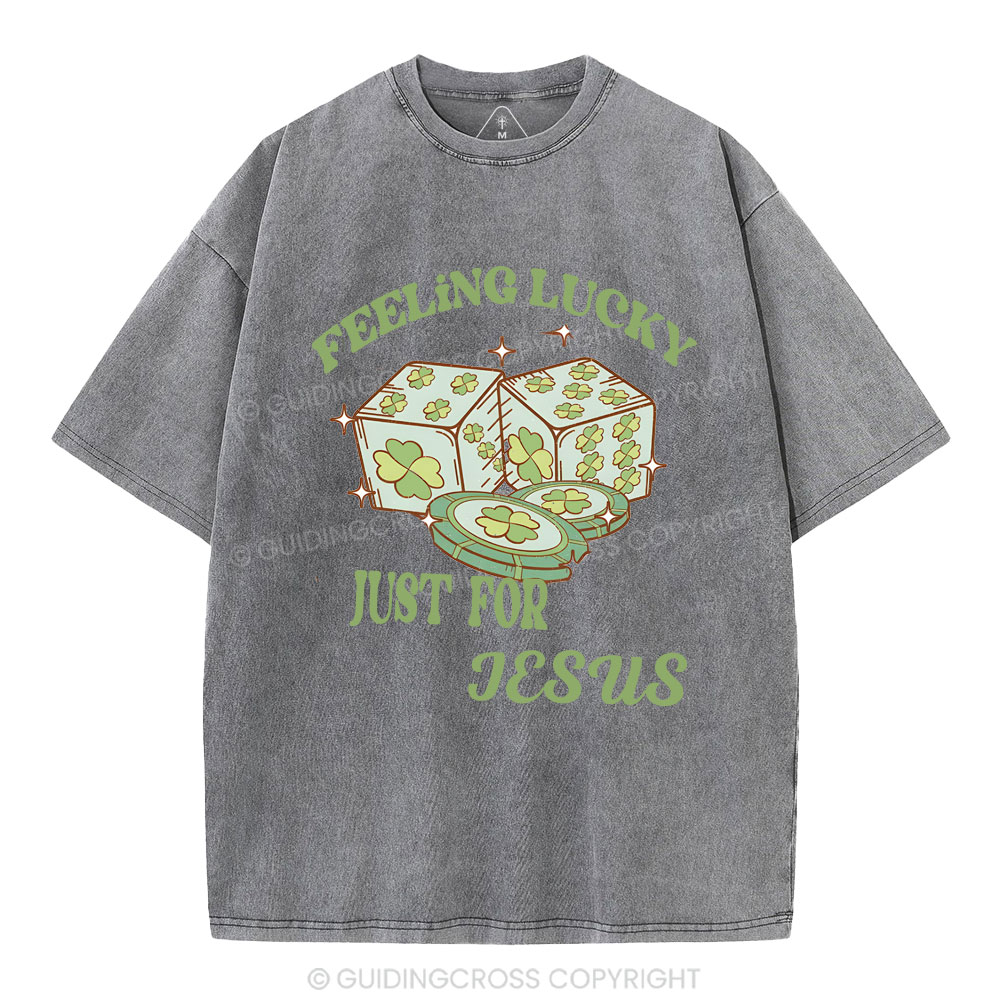 Feel lucky just for Jesus Christian Washed T-Shirt