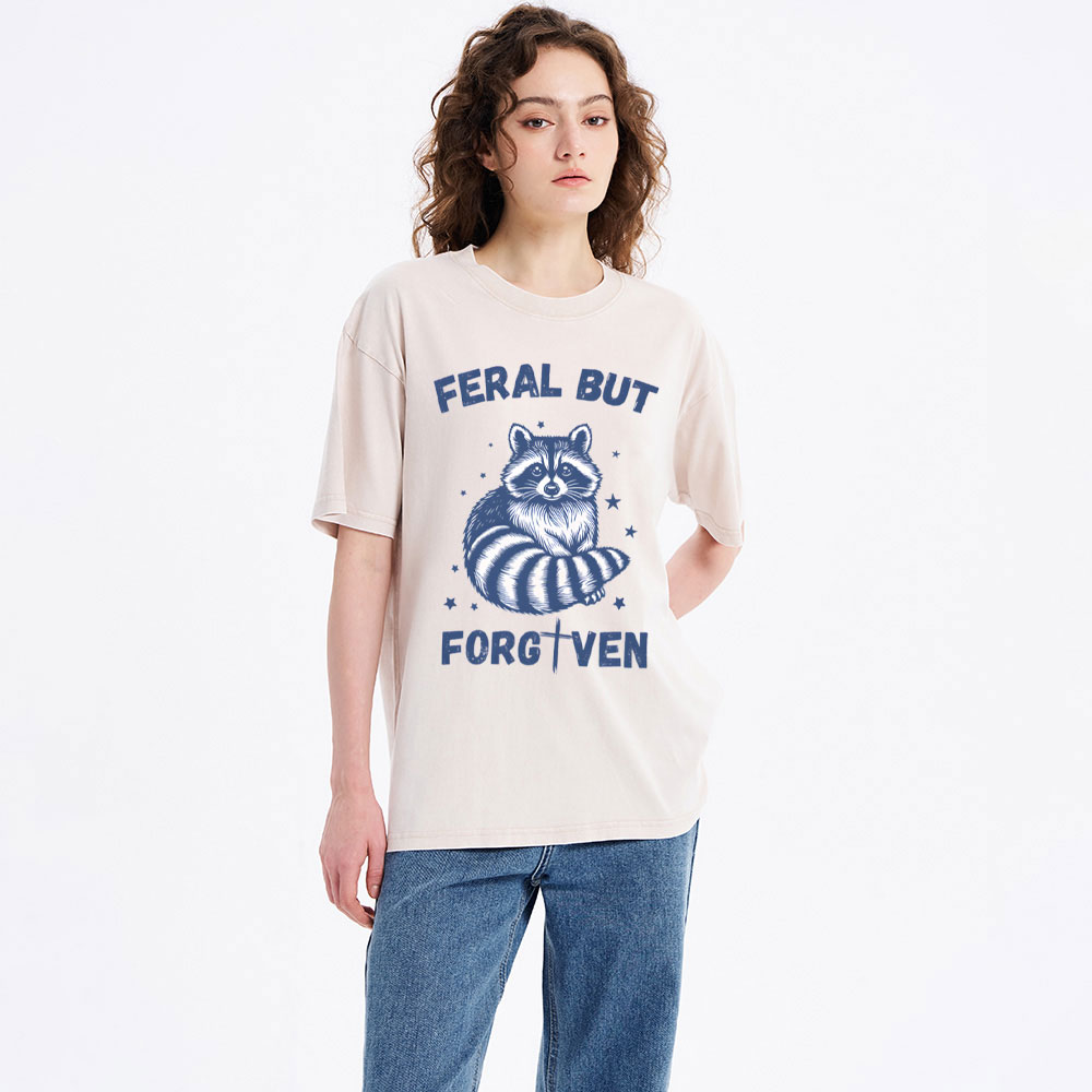 Feral But Forgiven Christian Washed T-Shirt