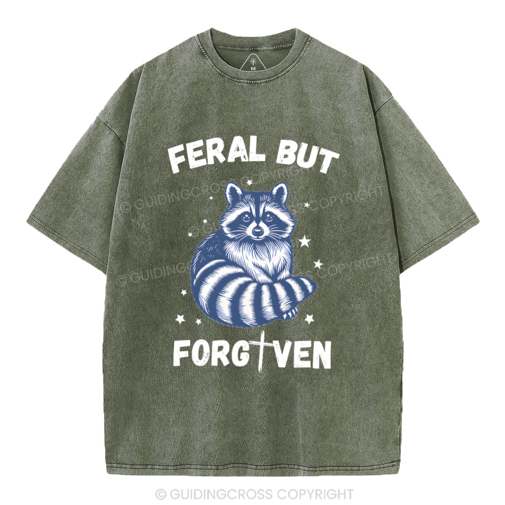 Feral But Forgiven Christian Washed T-Shirt