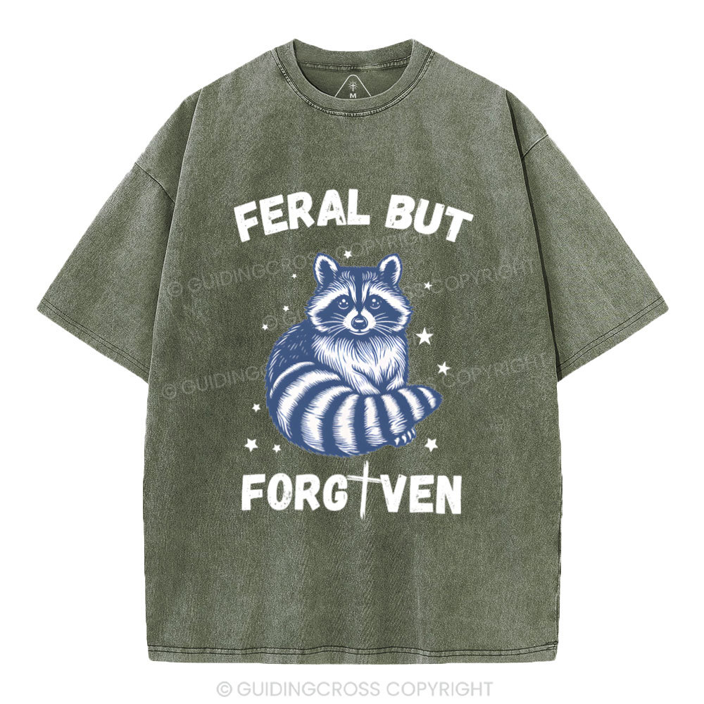 Feral But Forgiven Christian Washed T-Shirt