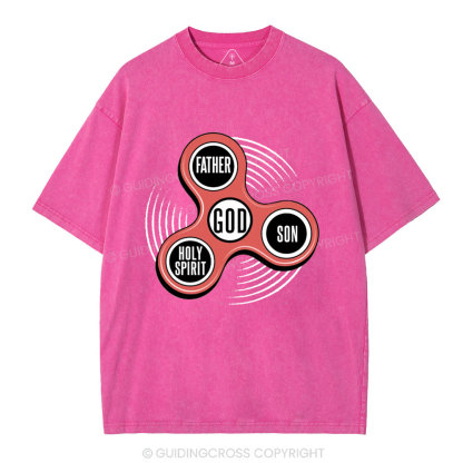 Fidget Spinner Holy Trinity Christian Washed T-Shirt