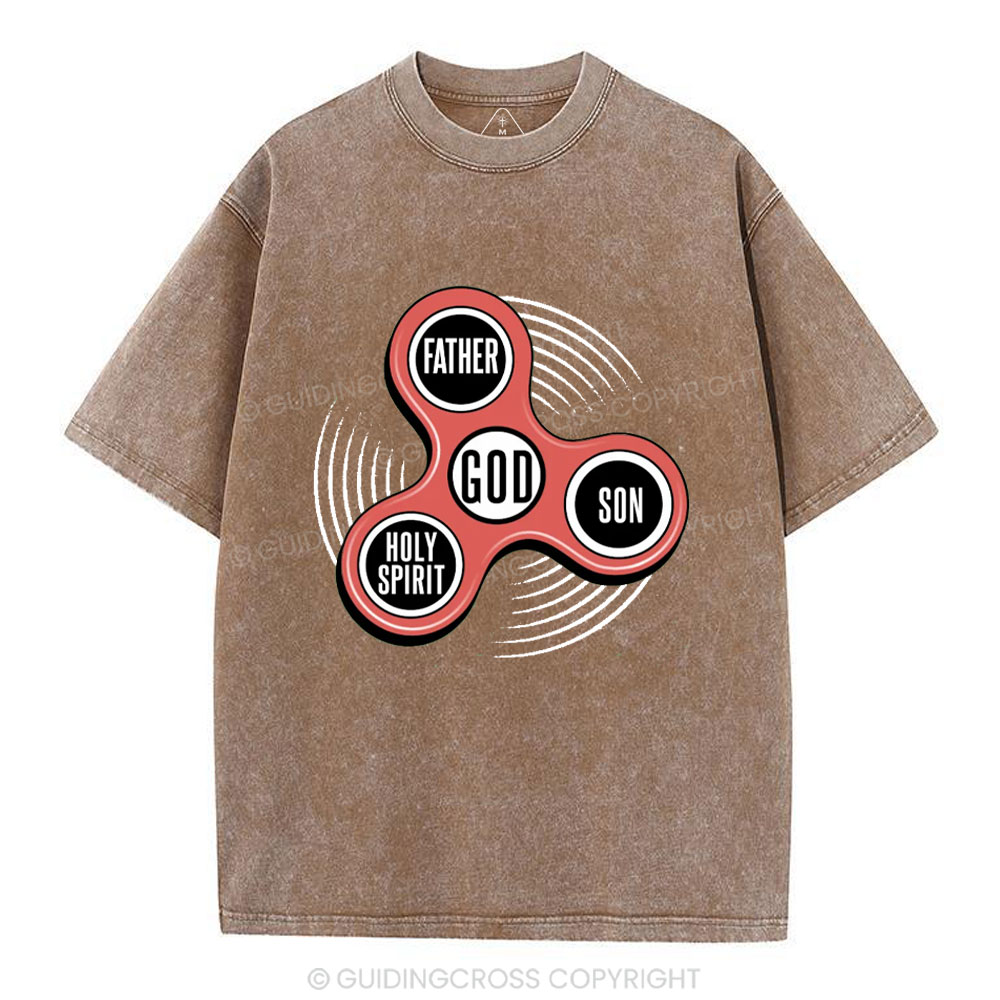 Fidget Spinner Holy Trinity Christian Washed T-Shirt