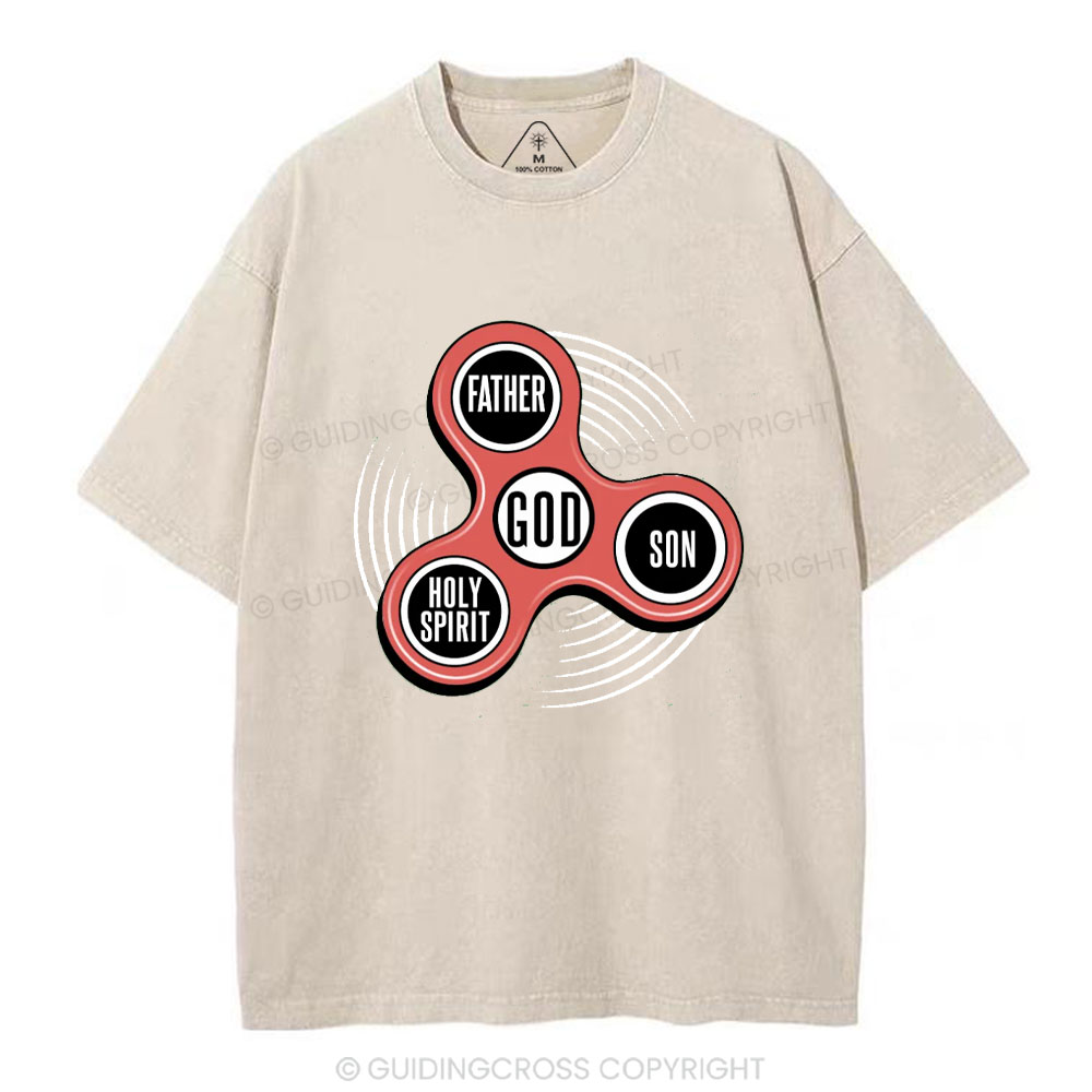 Fidget Spinner Holy Trinity Christian Washed T-Shirt
