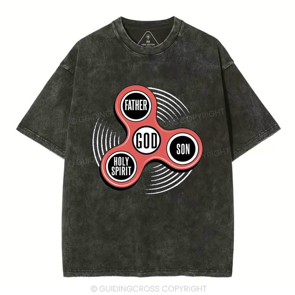 Fidget Spinner Holy Trinity Christian Washed T-Shirt