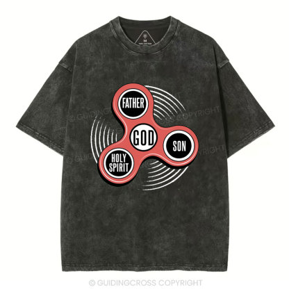 Fidget Spinner Holy Trinity Christian Washed T-Shirt