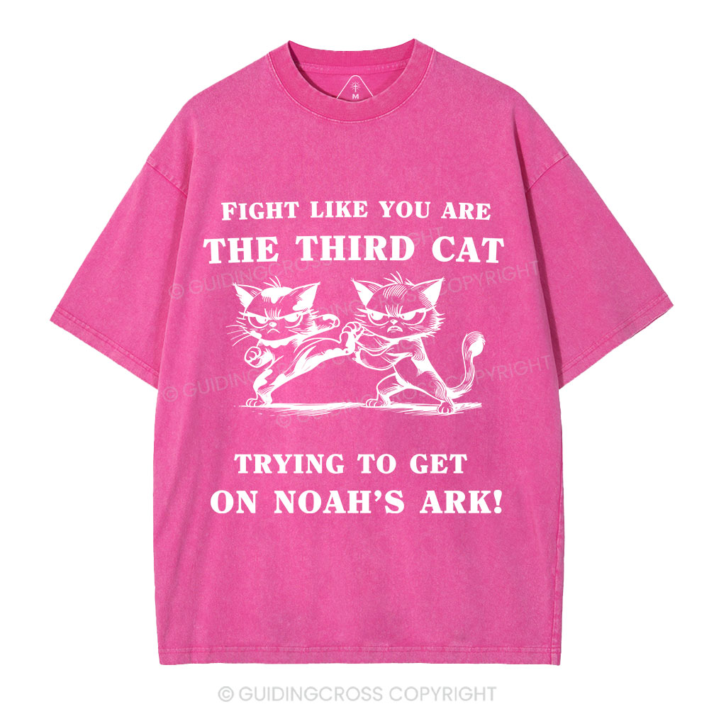 Fight Like You Are The Third Cat Trying To Get On Noah's Ark Christian Washed T-Shirt
