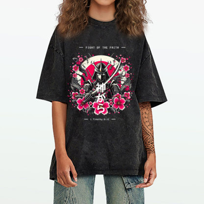 Fight Of The Faith Chirstian Washed T-Shirt