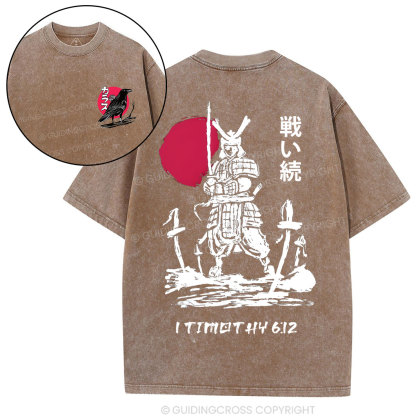 Fight Of The Faith Chirstian Washed T-Shirt