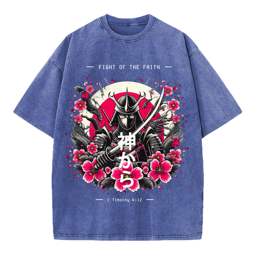 Fight Of The Faith Chirstian Washed T-Shirt