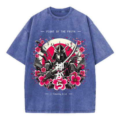 Fight Of The Faith Chirstian Washed T-Shirt