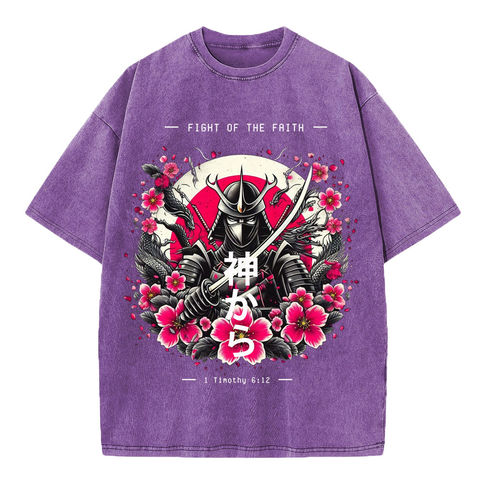 Fight Of The Faith Chirstian Washed T-Shirt