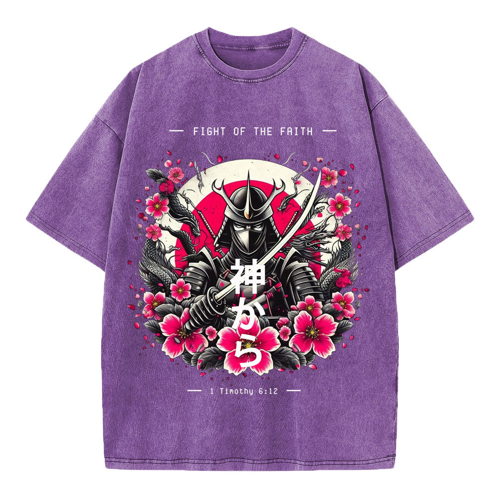 Fight Of The Faith Chirstian Washed T-Shirt