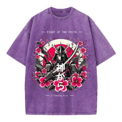 Fight Of The Faith Chirstian Washed T-Shirt