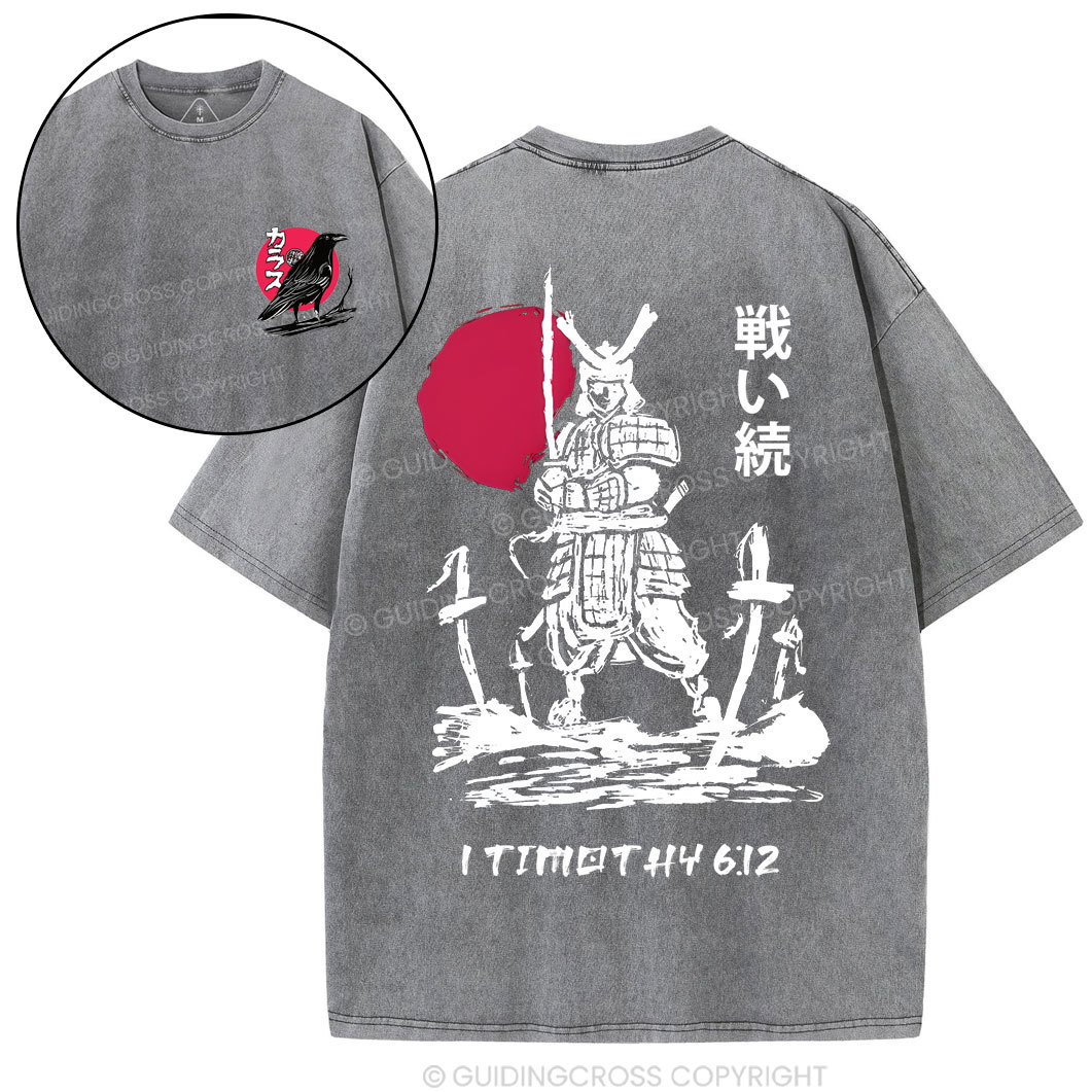 Fight Of The Faith Chirstian Washed T-Shirt