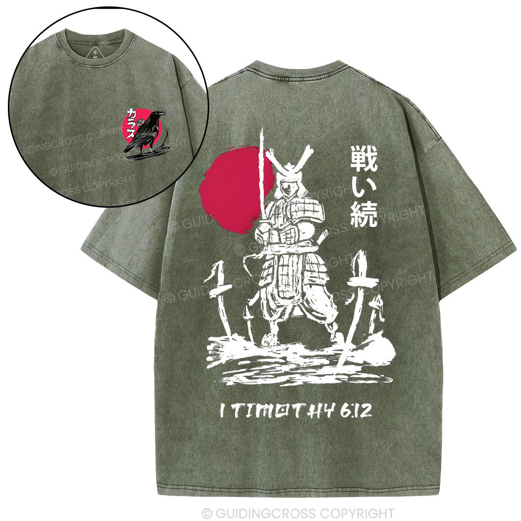 Fight Of The Faith Chirstian Washed T-Shirt