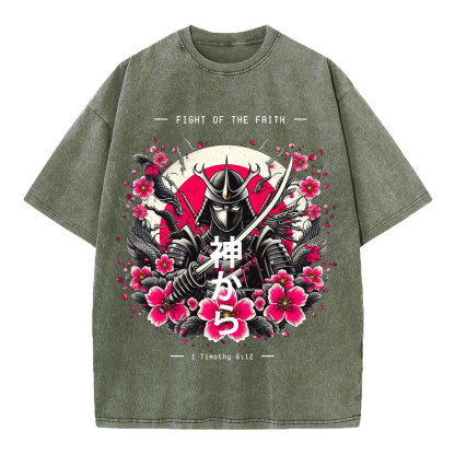 Fight Of The Faith Chirstian Washed T-Shirt