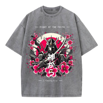 Fight Of The Faith Chirstian Washed T-Shirt