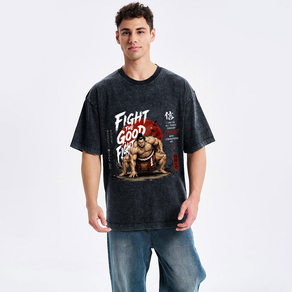 Fight The Good Fight Christian Washed T-Shirt